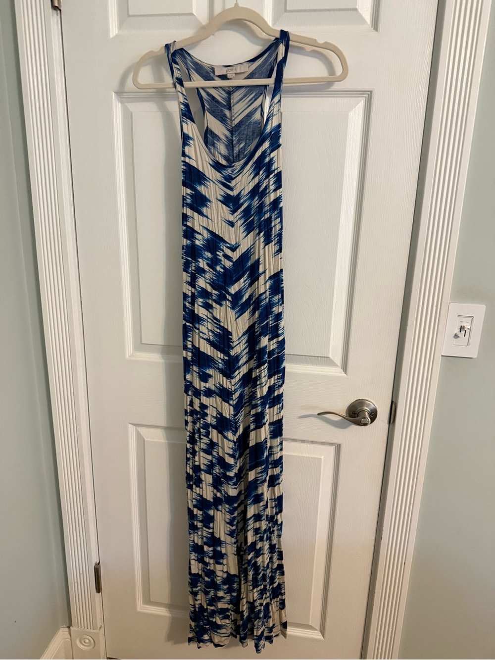 LOFT Blue and Cream Printed Sleeveless Maxi